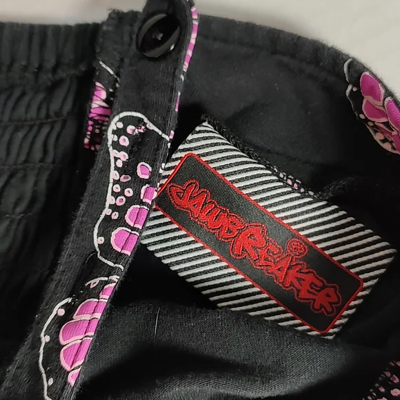 M VTG Jawbreaker Women's Sun Dress Pink Butterfly Skull Y2K 90s - Picture 2 of 12